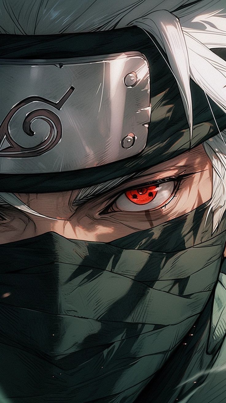 an anime character with red eyes wearing a helmet and holding a knife in his hand