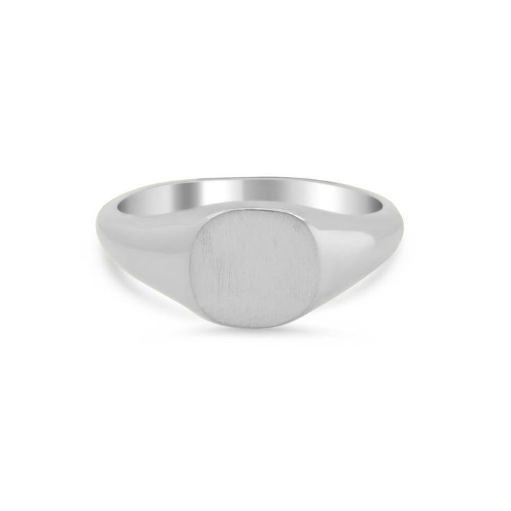 This square signet ring is bold, classic, and timeless. The square face is a lovely surface to display a monogram. The face measures 8x8mm. One, two, or three initials may be hand engraved, computer engraved, or laser engraved onto this ring, although a single letter would fit the best on the small face. This ring would be a lovely gift idea for a graduation, wedding, or birthday. Select the type of engraving, finger size, and engraving style to complete the ring from deBebians. Product Information Metal: Silver, 14k Gold, 18k Gold or Platinum 950 Face Shape: Square Face Size: 8x8mm Approximate Weight - Solid Back (Based on size 7 ring):  3.6 grams in 14k Gold 2.8 grams in Sterling Silver 5 grams in 18k Gold 6.1 grams in Platinum 950 Approximate Weight - Open Back (Based on size 7 ring): Custom Signet Ring, Small Face, 7 Ring, Square Face, Single Letter, Square Faces, Small Faces, A Monogram, Custom Jewelry Design