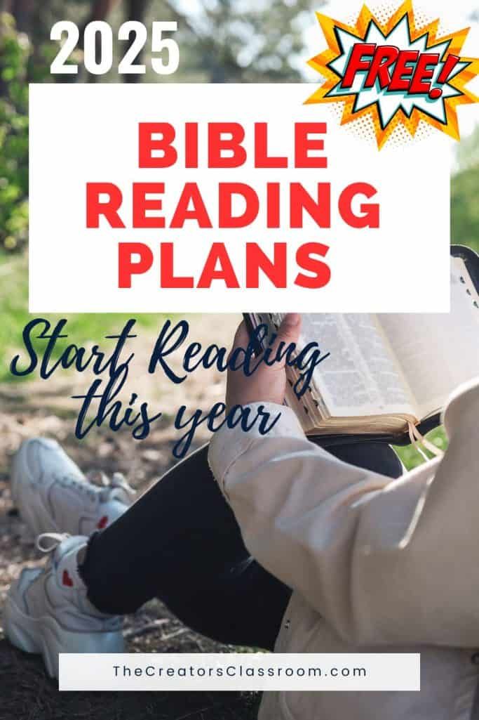 a person sitting on the ground reading a book with text that reads bible reading plans start reading this year