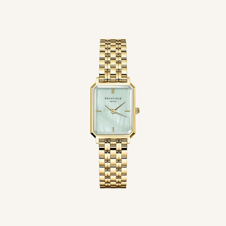 Rosefield Octagon, Rosefield Watch, Rectangle Watch, Twisted Bangle, Green Watch, Gold Bar Earrings, Gold Water, Modern Watches, Gold Engraving