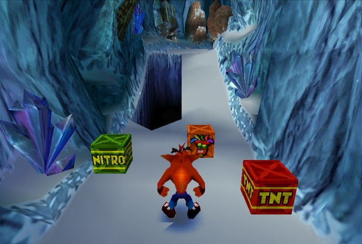 an image of a video game character in the middle of a snowy path with blocks