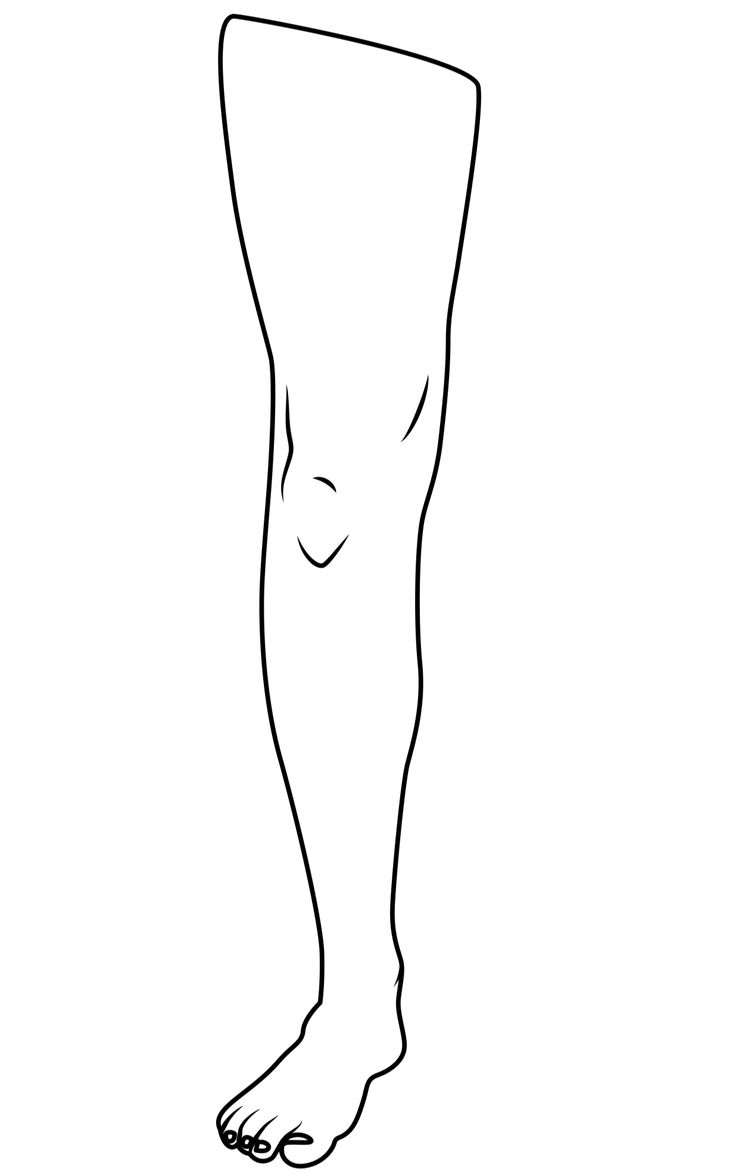 a line drawing of a person's legs and feet with no shoes on them