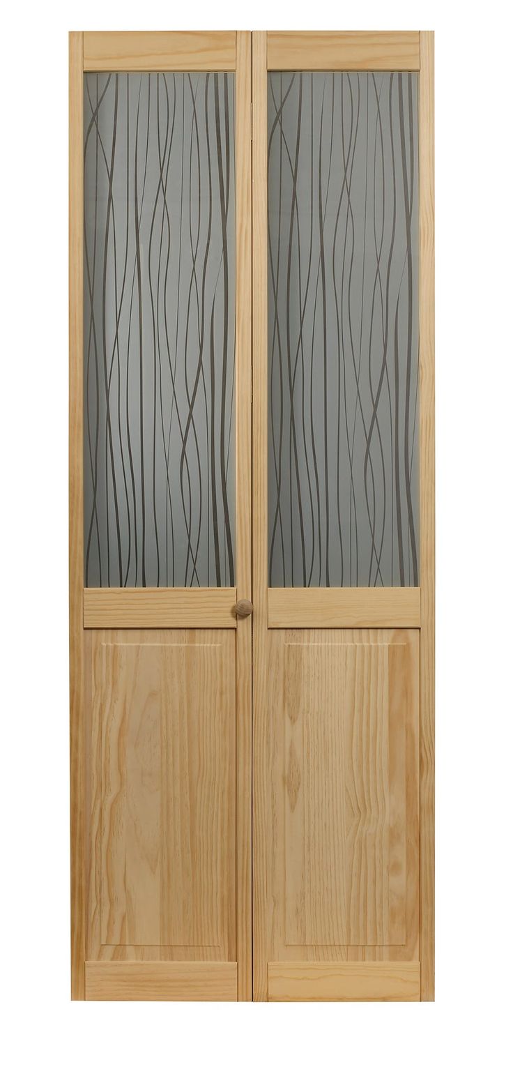 a wooden door with two glass panels on the front and back doors, both side by side