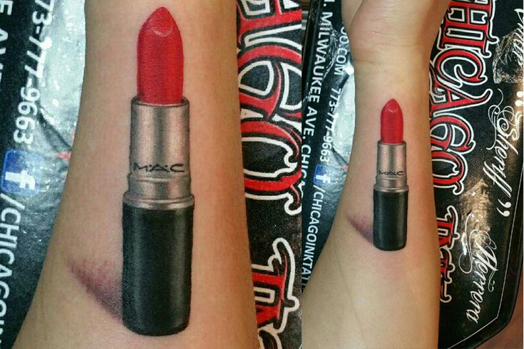 two tattoos with lipstick on their arms