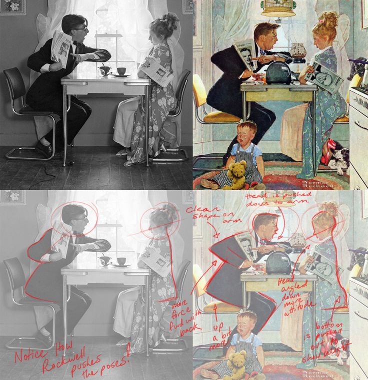 four different pictures of children at the kitchen table