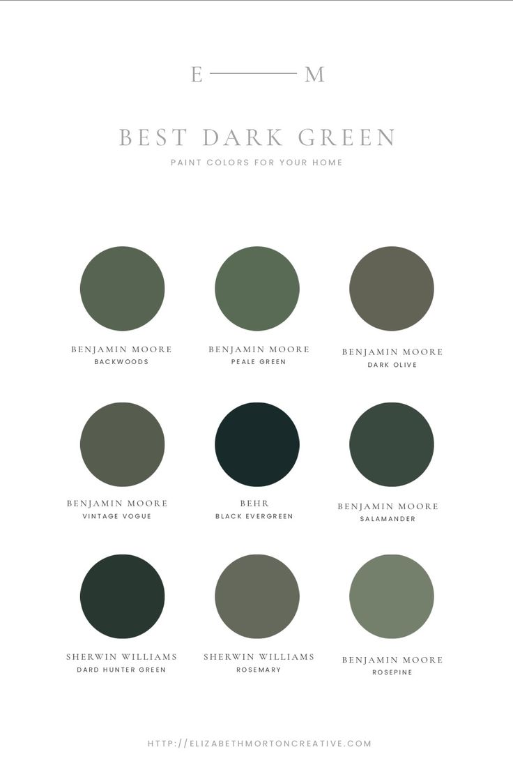 the best dark green paint colors for your home, from top to bottom and bottom