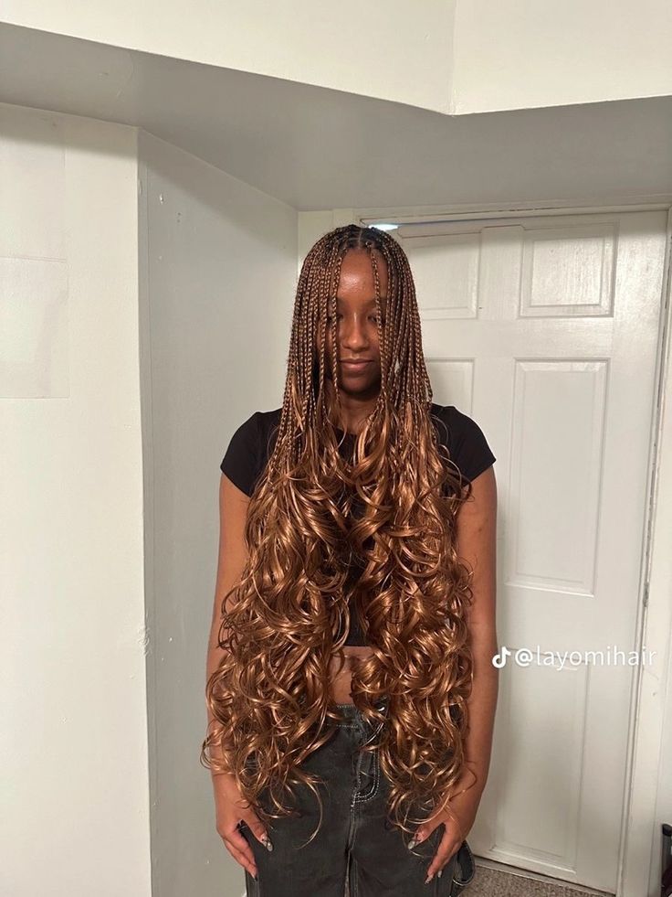 Ginger Brown French Curl Braids, Colour 350 French Curl Braids, Colour 33 French Curl Braids, 22 Inch Braids, Colour 30 French Curl Braids, French Curls With Layers, Layered French Curl Braids Red, French Curls Braids Black Women Ginger, 30 French Curl Braids