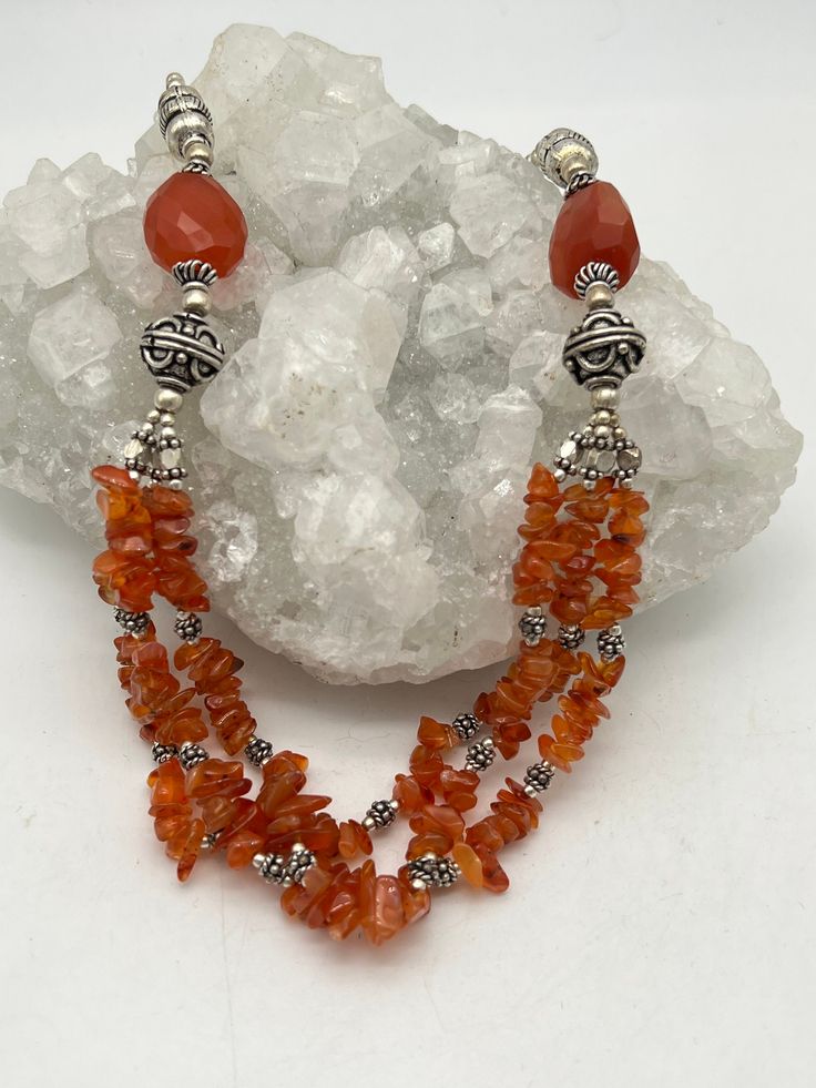 Carnelian Beaded Necklace-17-18"-Adjustable WWW.KARINSFORGOTTENTREASURES.COM Adjustable Amber Beaded Necklace, Silver Beaded Carnelian Necklaces, Silver Beaded Carnelian Necklace, Silver Carnelian Beaded Necklace, Adjustable Hand-strung Orange Necklaces, Adjustable Hand-strung Orange Necklace, Adjustable Carnelian Jewelry With Faceted Beads, Adjustable Hand-strung Carnelian Beaded Necklaces, Adjustable Carnelian Gemstone Beaded Necklaces