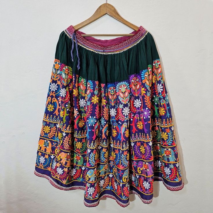 Old Banjara Boho Kuchi Rabari Tribal Multicolor Embroidery Ethnic Flared Skirt Belly Dance Outfit, Belly Dance, Dance Outfits, Flare Skirt, Lehenga, Women Accessories, Embroidery, Clothes For Women, Clothes