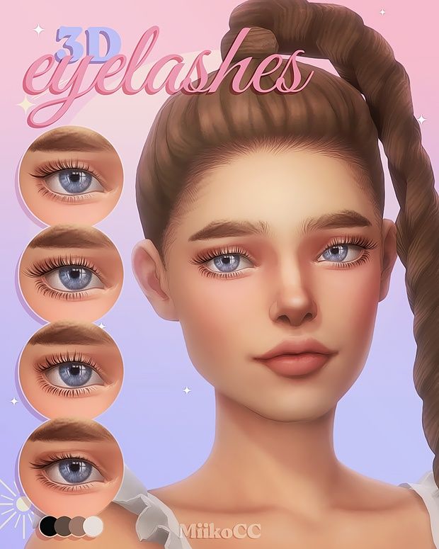 an animated image of a woman's face with multiple eyelashes and hair in various styles