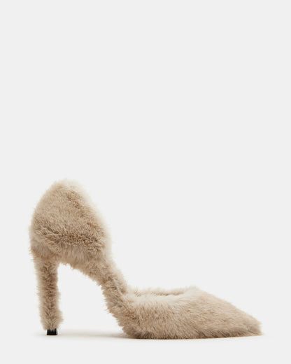 FABLE Tan Faux Fur Stiletto Pump Heel | Women's Heels Cute Shoes Flats, Shoe Goals, The Fable, Bday Gifts, Steve Madden Heels, Fall 2024 Fashion, Tan Heels, Leather Socks, Gorgeous Shoes