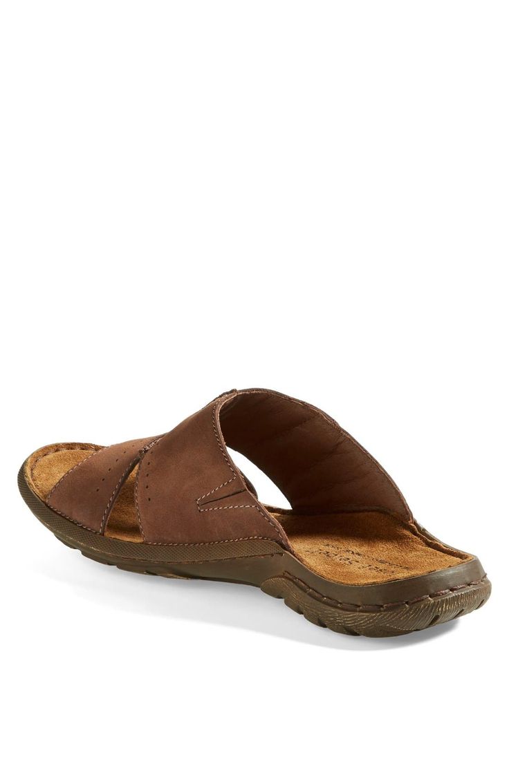 Premium leather forms an earthy sandal built with a padded footbed for day-long comfort. Leather upper/leather and textile lining/rubber sole. By Josef Seibel; imported. Men's Shoes. Josef Seibel, Birkenstock Gizeh, Mens Sandals, Slide Sandals, Birkenstock, Rubber Sole, Men's Shoes, Leather Upper, Nordstrom