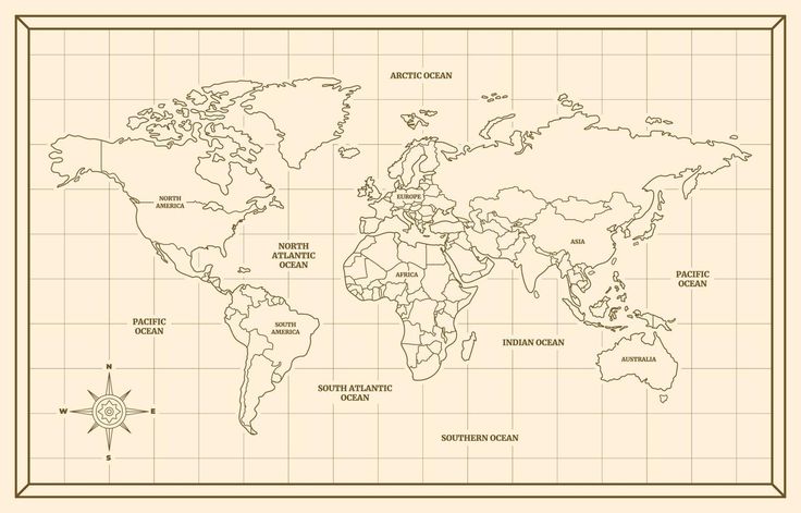 a world map with all the countries and their names on it's borders, as well as lines