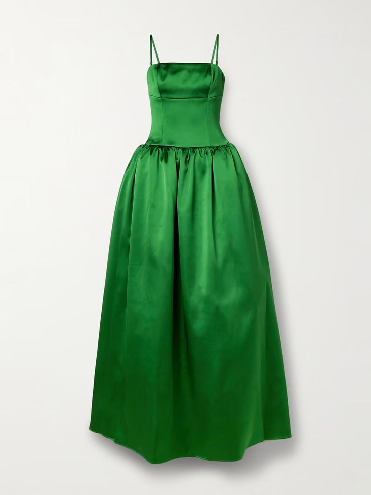 SELF-PORTRAIT Mikado maxi dress | NET-A-PORTER Elegant Green A-line Evening Dress, Formal Green Dress With Pleated Bodice, Green Formal Dress With Pleated Bodice, Green Ball Gown Evening Dress With Fitted Bodice, Green Cocktail Dress With Lined Bodice, Green Dresses With Boned Bodice, Green Dress With Fitted Bodice, Green Dresses With Boned Fitted Bodice, Green Dress With Fitted Lined Bodice