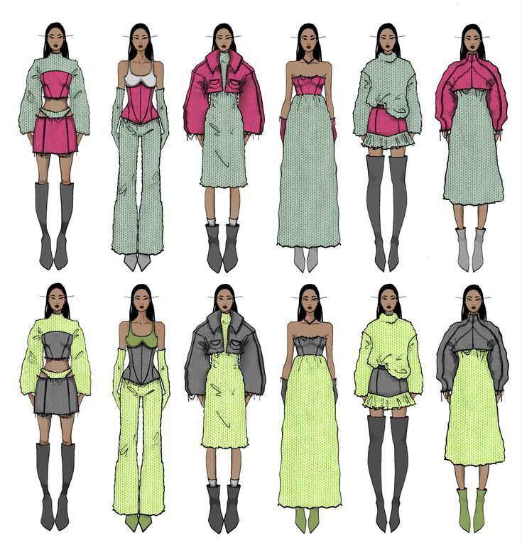 a paper doll is shown with different outfits