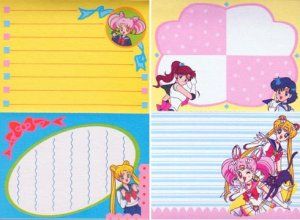 sailor girl themed stationery paper with cartoon characters on the front and back covers,