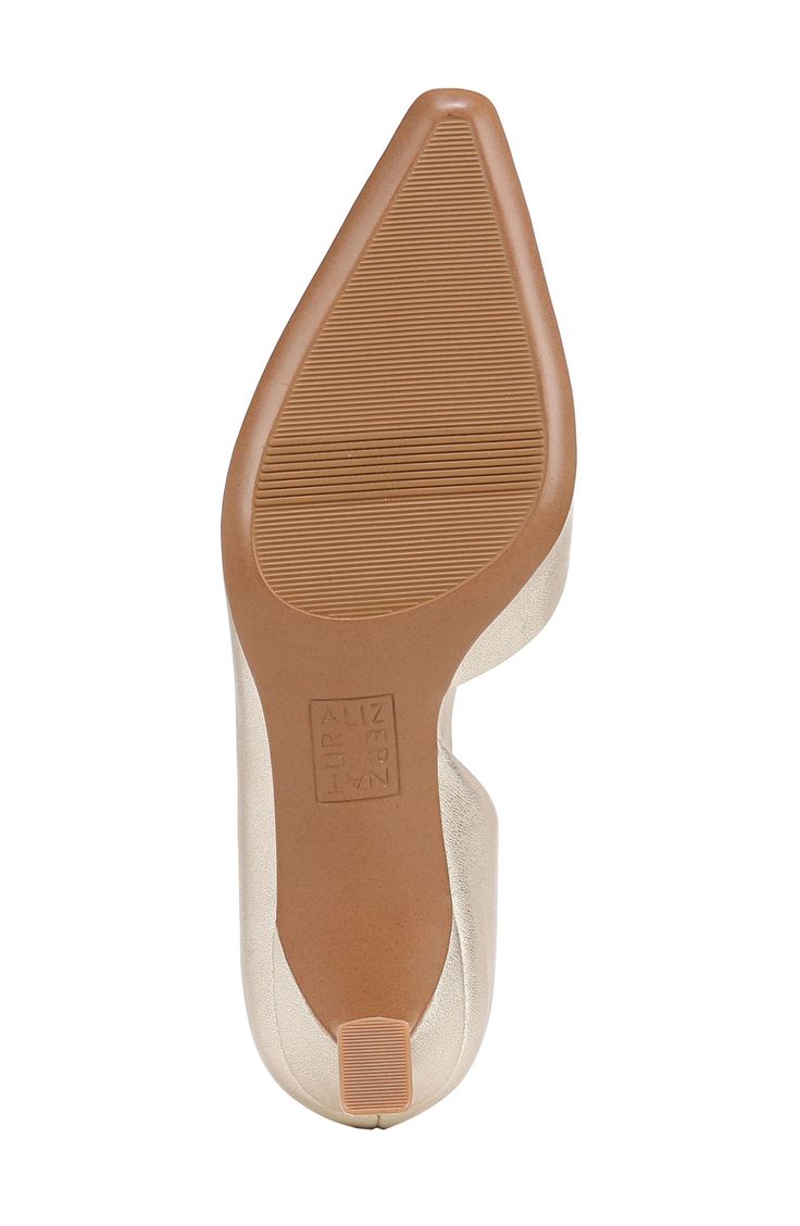 A pointy-toe pump with a flexible sole and comfy cushioning is styled with a half d'Orsay topline that dips along the side to show extra bits of skin. 2" heel Contour+ comfort technology Cushioned insole Leather upper/synthetic lining and sole Imported Synthetic Pointed Toe Heels With Leather Sole, Pointed Toe Synthetic Flats With Removable Insole, Metallic Leather, Women's Pumps, Champagne, Leather Upper, Size 7, Nordstrom, Pumps