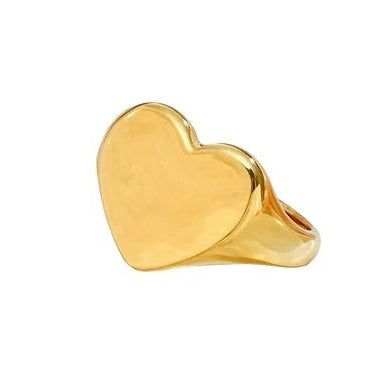 Love This Ring Wide - Bettina H. Designs Matte Gold 14k Rings For Gifts, Tarnish Resistant Gold Heart Ring For Anniversary, Matte Gold 14k Gold Rings For Gift, Gold-tone 14k Gold Ring For Gift, Gift Gold-tone 14k Gold Rings, Classic Gold-tone Rings, Anniversary Gold-plated Gold Rings, Anniversary Yellow Gold Plated Rings, Gold Open Signet Ring As Gift