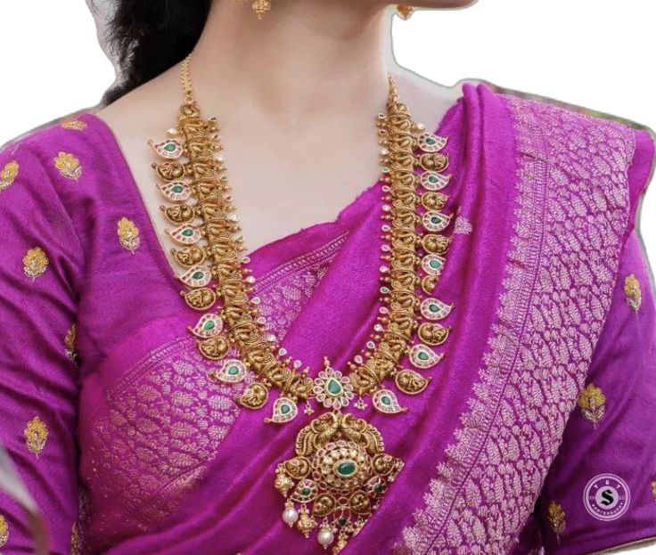 Long Chain With Earrings Gold, New Latest Gold Jewellery Design, Bridal Mango Haram, Latest Long Necklace Gold Indian, Gold Haram New Designs, Nakshi Jewellery Necklaces Gold, 100 Grams Gold Long Haram, Nakshi Jewellery Long Haram, Latest Mango Haram Designs With Grams