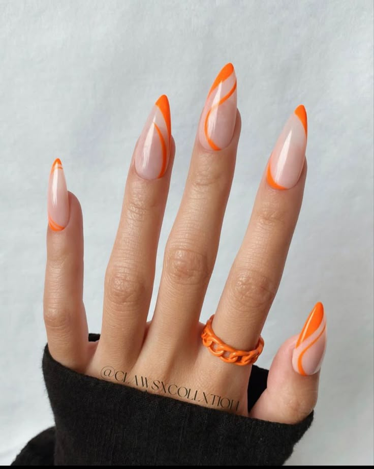 Best Summer Nails, 2022 Nails, October Nails, Almond Nails Designs, White Nail, Orange Nails, Pedicures, Manicure Y Pedicure, Hand Paint