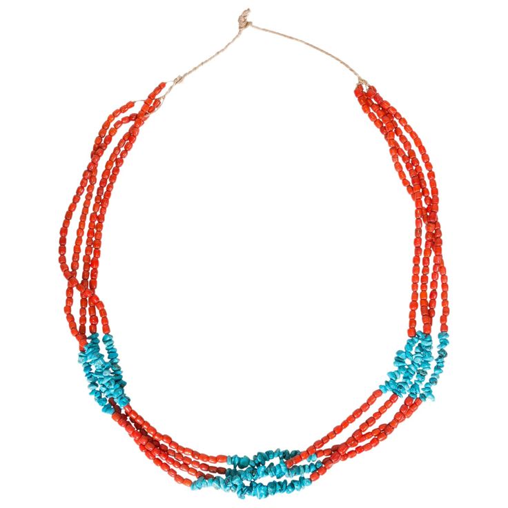 Santa Domingo four-strand necklace with stunning red jasper beads and turquoise pebbles. PERIOD: After 1950 ORIGIN: Santa Domingo, Southwest SIZE: 35" total length jewelry necklaces silver women's jewelry coral necklace santa domingo southwest turquoise women's jewelry Family Owned & Operated Cisco’s Gallery deals in the rare, exceptional, and one-of-a-kind pieces that define the history of America and the Old West. Our pieces range from American Indian to Cowboy Western and include original ite Red Hand-strung Multi-strand Jewelry, Copper Jewelry Diy, Turquoise Coral Jewelry, Homemade Necklaces, Crochet Beaded Necklace, Jewlery Necklace, Womens Silver Jewelry, Beads Craft Jewelry, Necklaces Silver