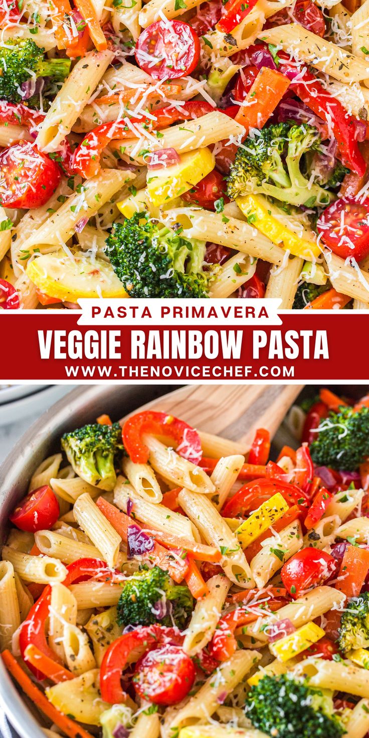 this pasta dish is loaded with veggies and parmesan cheese