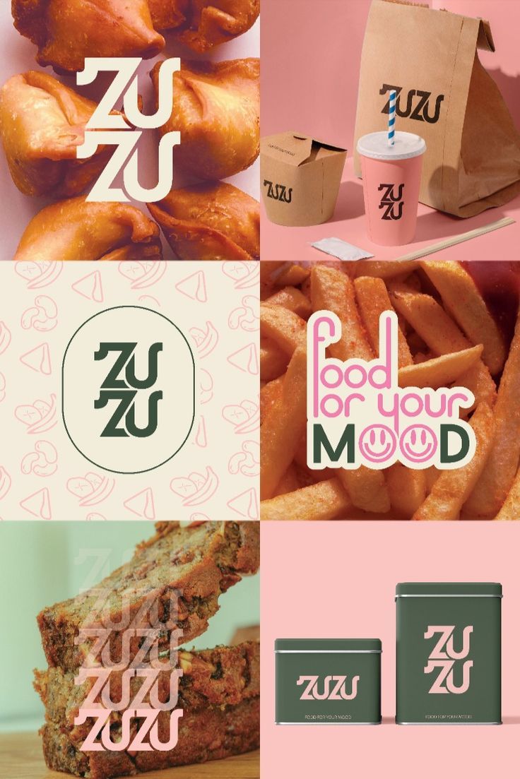 the food and drink logos are designed in different colors, shapes, and sizes to be used on their menus