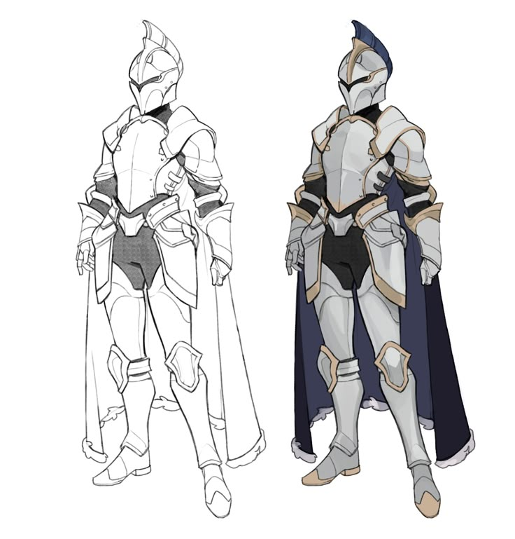 two different types of armor, one in white and the other in black