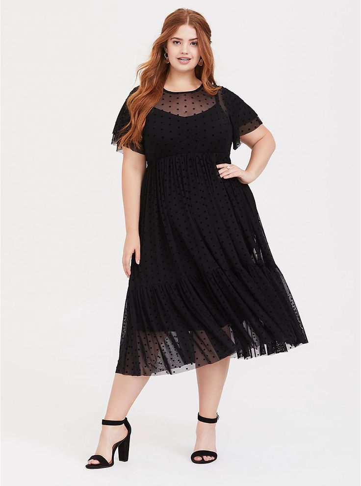 Plus Size Black Polka Dot Chiffon Midi Dress, FLOCKED DOT Costume Ideas Black Dress, Bright Color Dresses, Black Lace Midi Dress, Mesh Midi Dress, Mesh Bodycon Dress, Mesh Maxi Dress, Chiffon Midi Dress, Jaclyn Smith, Ruched Bodycon Dress