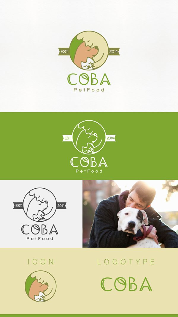 a man holding a dog in his arms and the words coba written below it