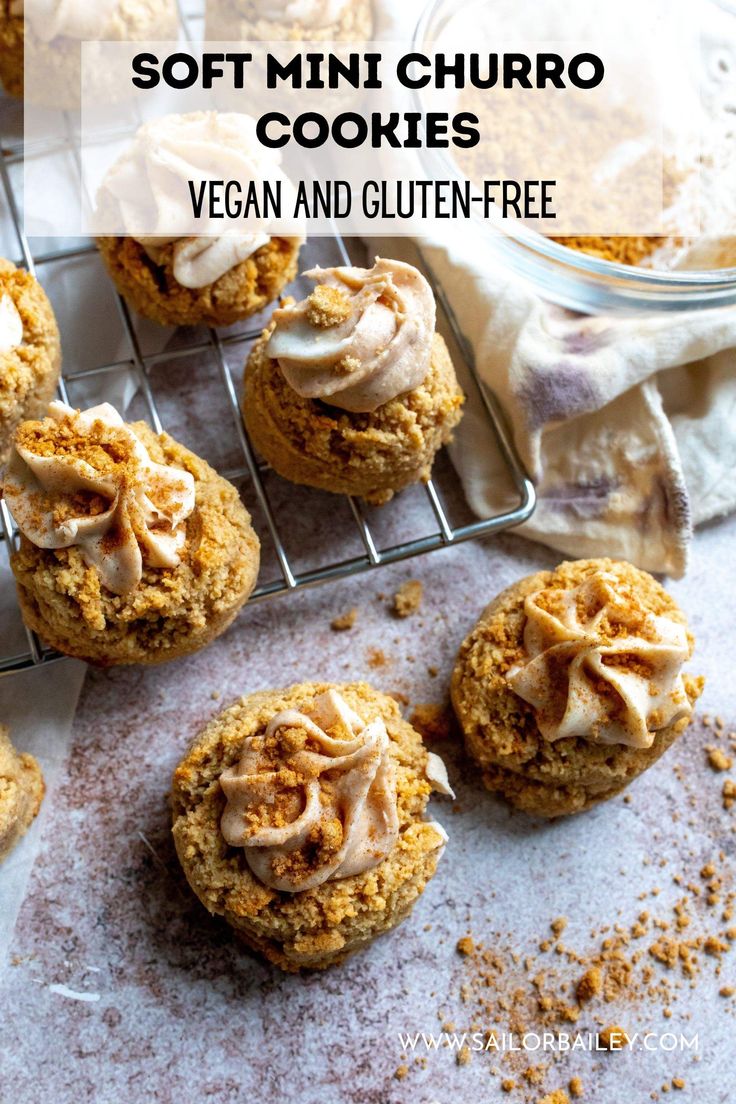 soft mini churro cookies with vegan and gluten - free frosting