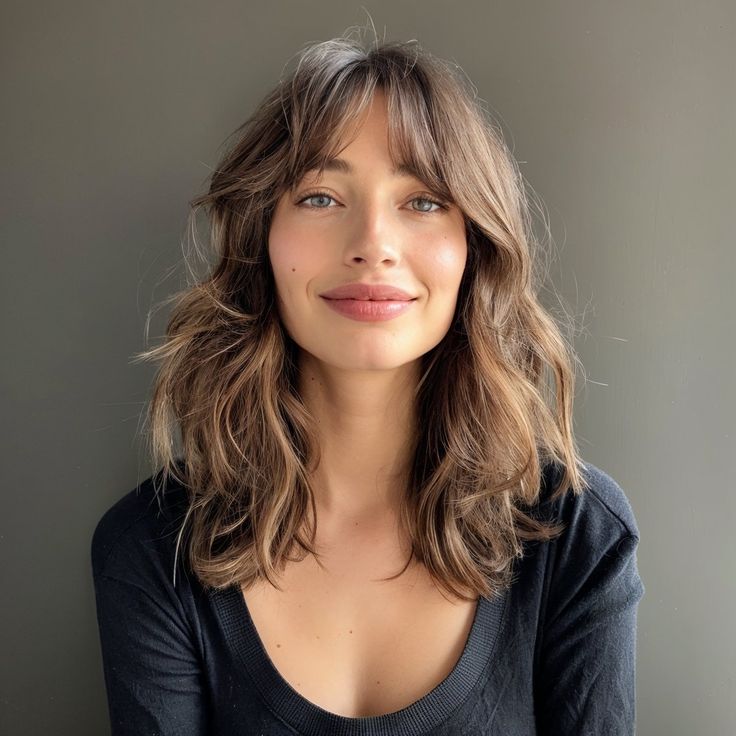 Medium Length Wavy Hair, Layered Hairstyles, Medium Length Hair With Layers, Wavy Haircuts, Bangs With Medium Hair, Hairstyles For Layered Hair, Haircuts For Wavy Hair, Haircuts For Medium Hair, Long Hair With Bangs