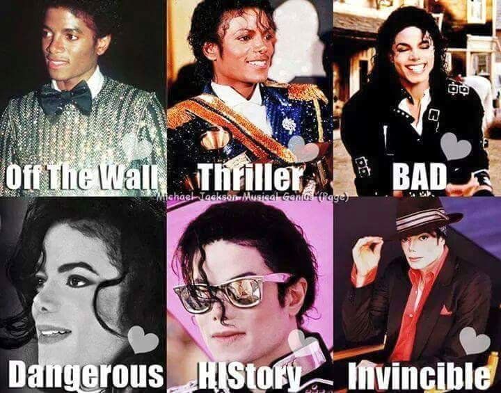 the many faces of michael jackson in different times of day and night, with captioning below