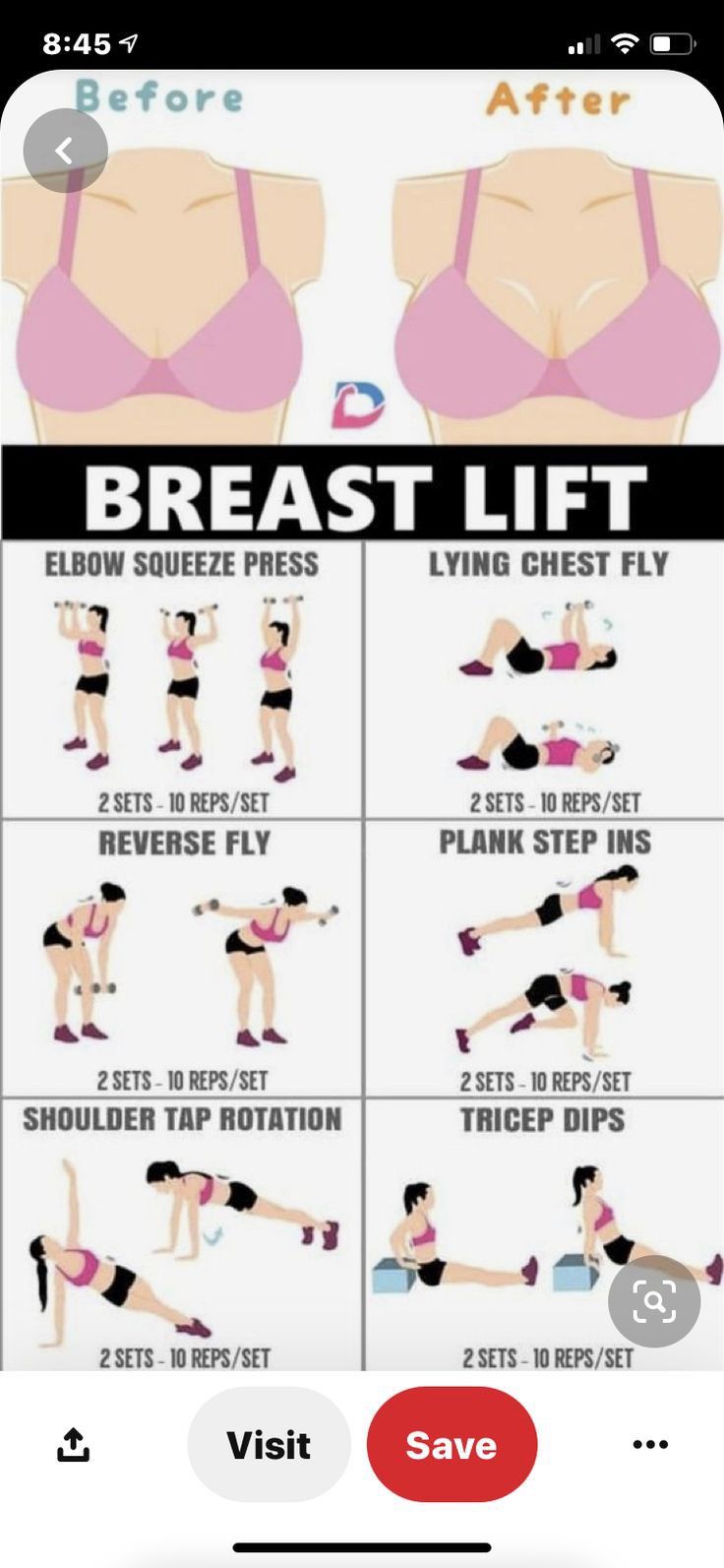 an image of a woman's breast lift workout plan on the app store screen