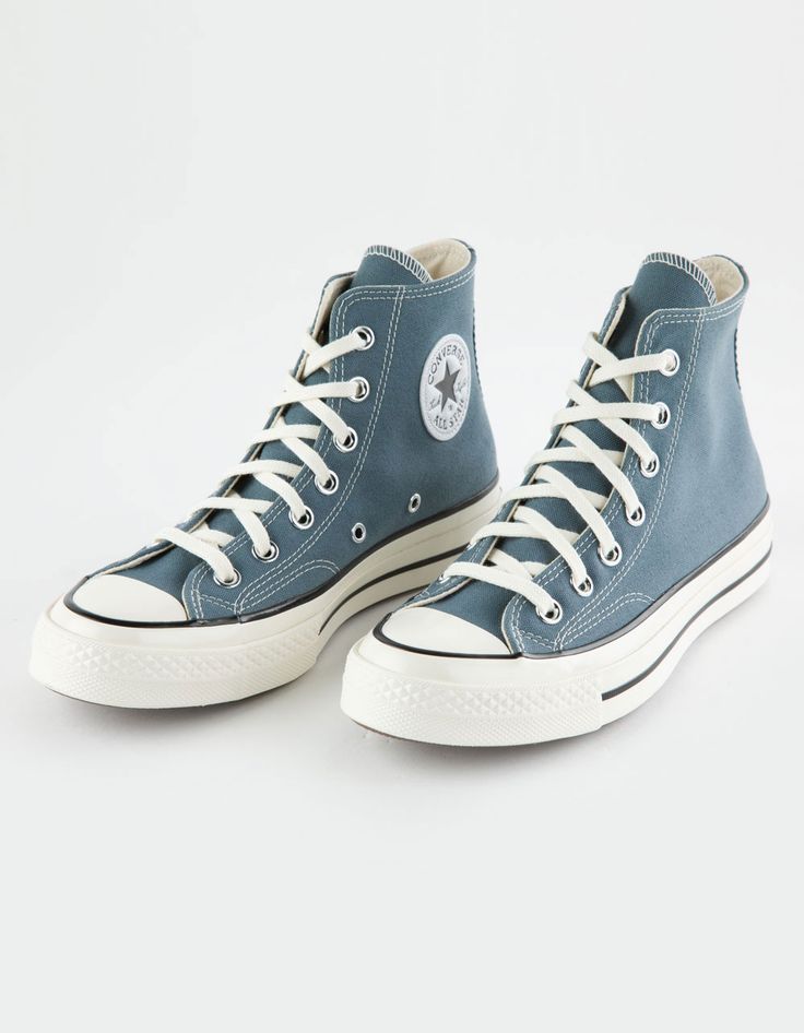 Converse Chuck 70 High Top Shoes. The Chuck 70 Offers A Blank Canvas For You To Tell Your Own Stories—through Style Or Activity. Plus, They Nod To Where It All Began With Their Tried-And-True Design, While Modern-Comfort Updates Bring Your Look Into The Present. Durable Canvas Upper For That Classic Chuck 70 Look And Feel. Ortholite Cushioning Helps To Provide Optimal Comfort. Vintage-Inspired Design Elements Like An Egret Midsole, Ornate Stitching, And A Taller Rubber Sidewall. Iconic Chuck Tay Cute Converse Colors, Cute High Top Shoes, Sky Blue Converse, Converse High Tops Platform, Colorful Converse, Converse For Women, Colored Converse, Chuck 70 Converse, Converse Chuck 70 High Top