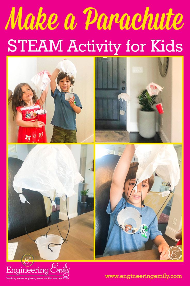 the instructions for how to make a parachute steam activity for kids with pictures and text