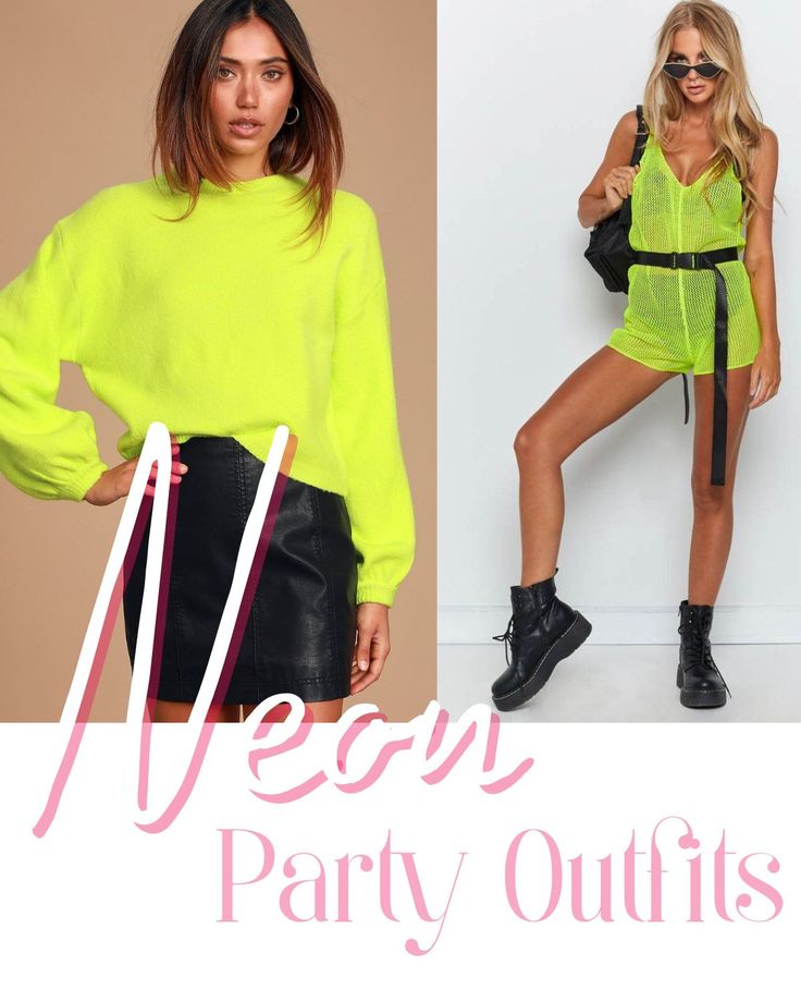 Women Neon Outfit, Winter Neon Outfit, Neon New Years Eve Party Outfit, Neon Women Outfit, Classy Neon Outfit, Outfits For A Neon Party, Neon Glam Outfit, Neon Nights Outfit, Neon Themed Outfit