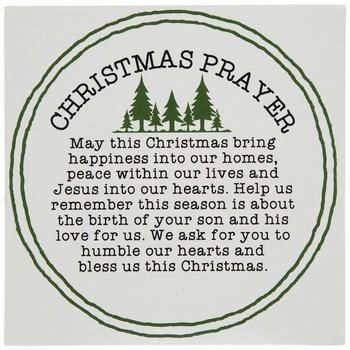 a christmas prayer written in green and white