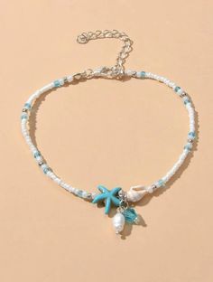 Show off your love for the beach with this beautiful beaded starfish anklet. Starfish Charm Anklets For Beach Vacation, Vacation Anklets With Starfish Charm For Beach Season, Vacation Beach Season Anklets With Starfish Charm, White Beach Anklets With Starfish Charm, White Starfish Charm Anklet For Beach, Summer Beachy Beaded Bracelets With Starfish Charm, Summer Beachy Beaded Bracelet With Starfish Charm, Starfish Anklets For Beach Season, Beach Season Strand Anklet With Starfish Charm