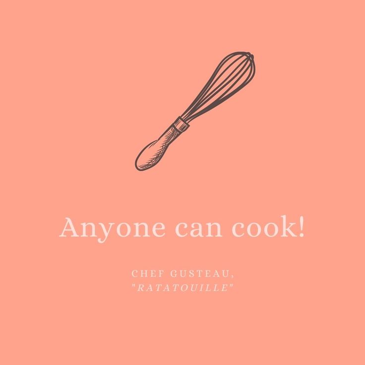 an orange background with the words anyone can cook on it and a whisk