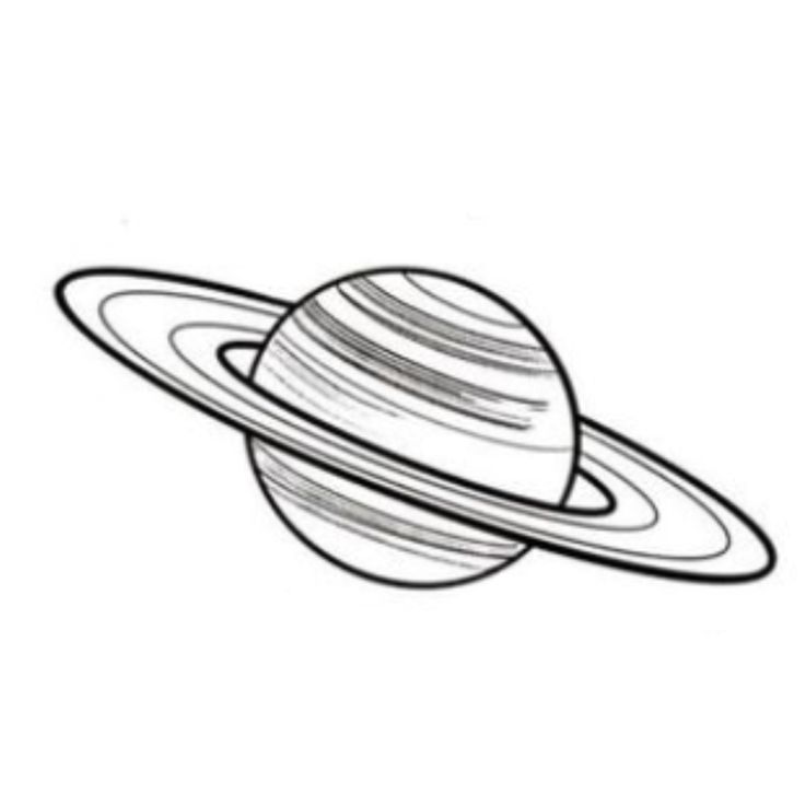 saturn coloring page with the planet in it's center and two rings on each side