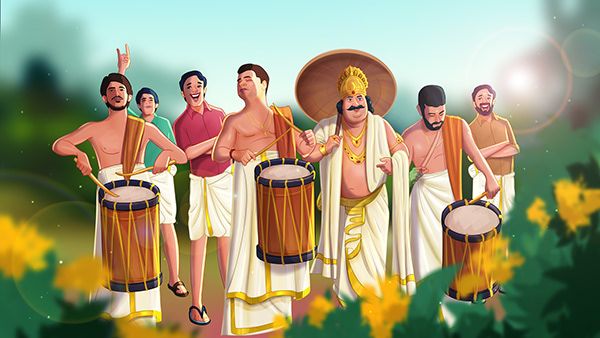 a group of men standing next to each other in front of trees and flowers holding drums