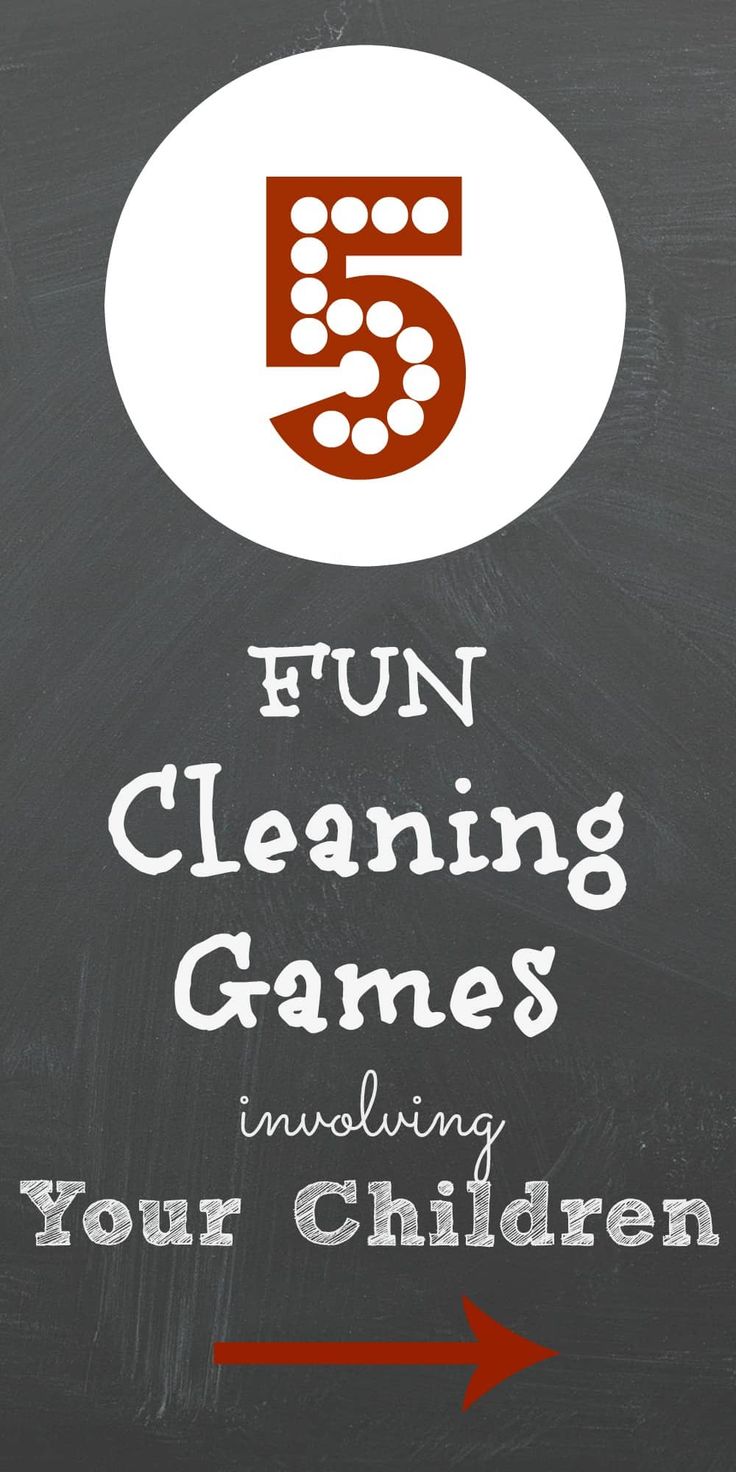 a blackboard with the words fun cleaning games and an arrow pointing up to it