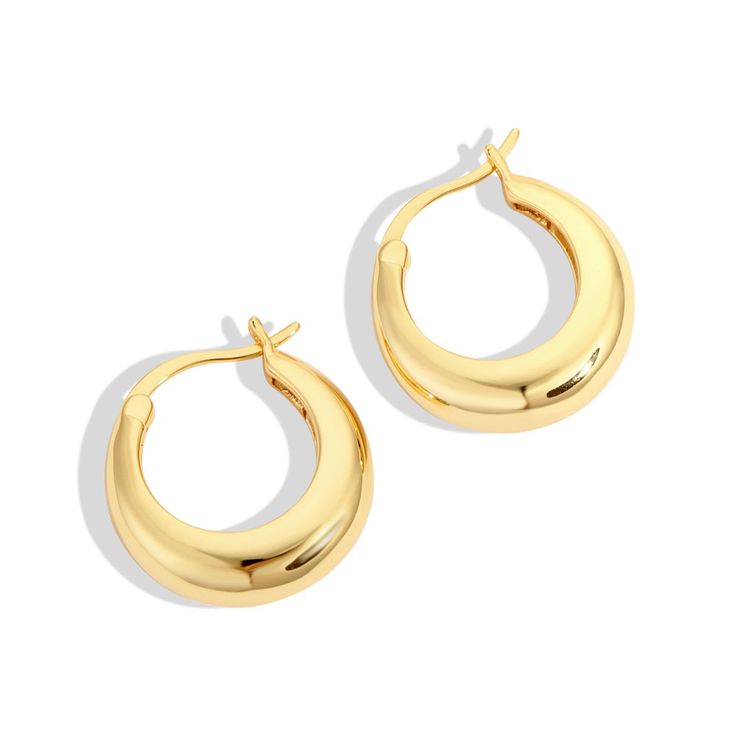 925 Sterling Silver;18K Gold Plated;Nickel-free & Hypoallergenic. Luxury Nickel-free Gold-plated Earrings, Luxury Gold Hypoallergenic Hoop Earrings, Thick Gold Hoops, Simple Hoop Earrings, Hoops Gold, Latest Jewellery, Christmas Light, Earring Sale, Silver Pieces