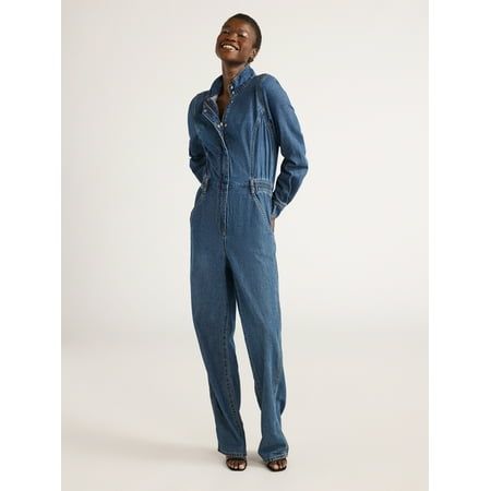 Getting dressed should be fun, never difficult. A jumpsuit is an easy style for a business casual day in the office or for an afternoon of running errands. Scoops Straight Leg Jumpsuit features a woven denim fabric, set-in sleeves with button cuffs, and a flattering elastic back waist. This one-and-done jumpsuit is crafted in an easy-going relaxed fit with a classic straight leg for effortless style and comfort any day of the week. Pair with booties, sneakers, or heels for wherever your day take Casual Summer Rompers, Womens Denim Jumpsuit, Freebird Shoes, Custom Closet Design, Romper Long Pants, John Fluevog Shoes, 50 Womens Fashion, One Piece Jumper, Rompers Womens Jumpsuit