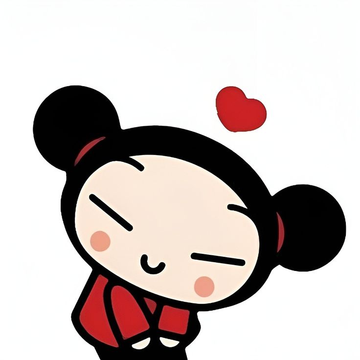 an image of a cartoon character with hearts on her head and eyes closed to the side