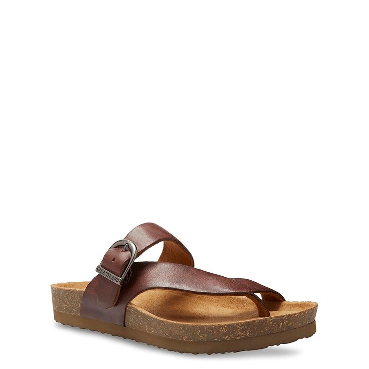 Eastland-Shauna Slide Sandal Slide into the Shauna sandal from Eastland for your new favorite pair! Featuring an Active Memory Foam footbed and an adjustable instep strap, this leather beauty will keep you comfortable all day long! Brown Footbed Sandals With Arch Support And Round Toe, Brown Cushioned Footbed Sandals With Single Toe Strap, Brown Footbed Sandals With Single Toe Strap, Brown Closed Toe Sandals With Arch Support, Brown Adjustable Closed Toe Footbed Sandals, Brown Leather Footbed Sandals With Single Toe Strap, Leather Sandals With Cork-bed Midsoles And Toe Loop, Brown Toe Post Sandals With Cushioned Footbed, Brown Leather Footbed Toe Loop Sandals