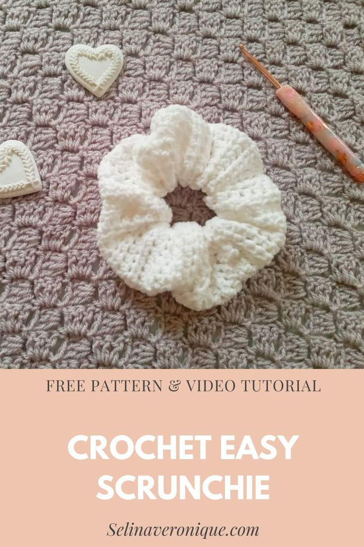 crochet easy scrunchie free pattern and video