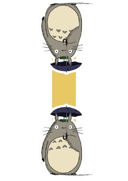 three images of totoro cats with umbrellas