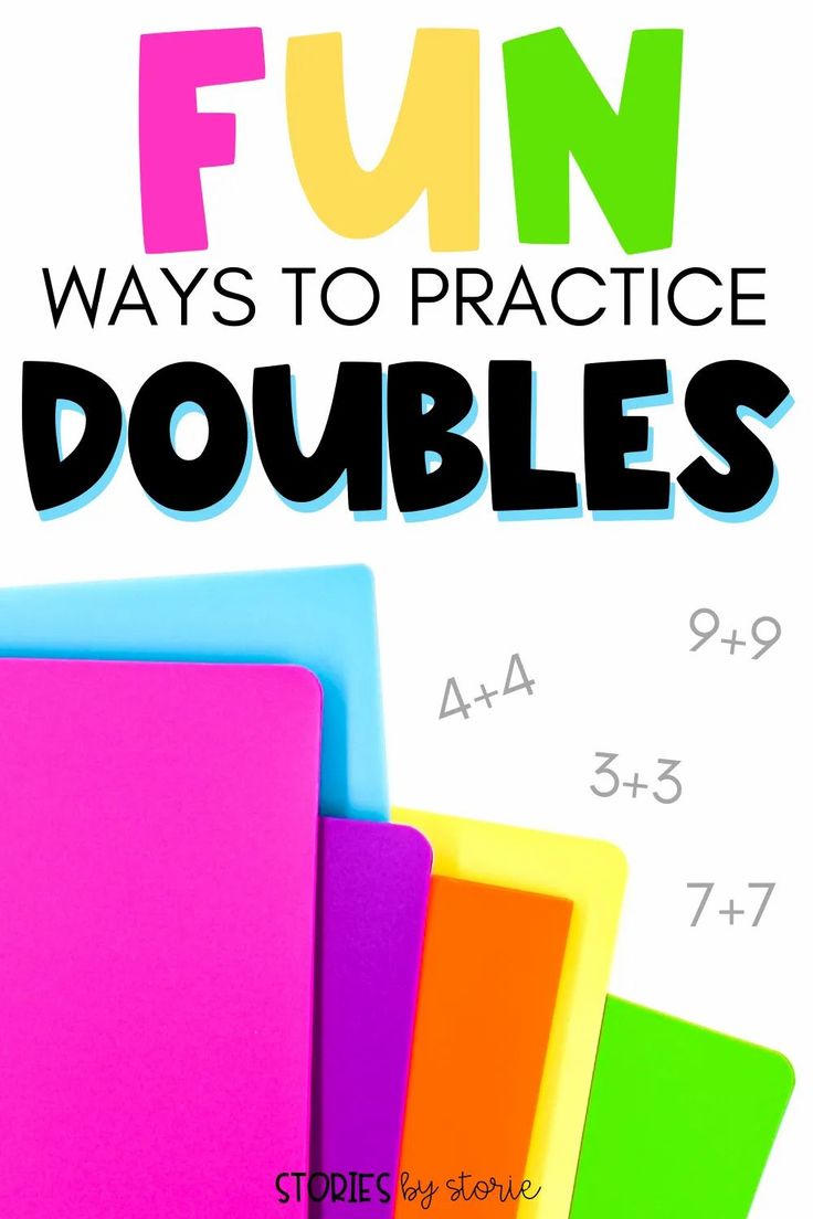 the cover of fun ways to practice doubles with colored folders on top of each other